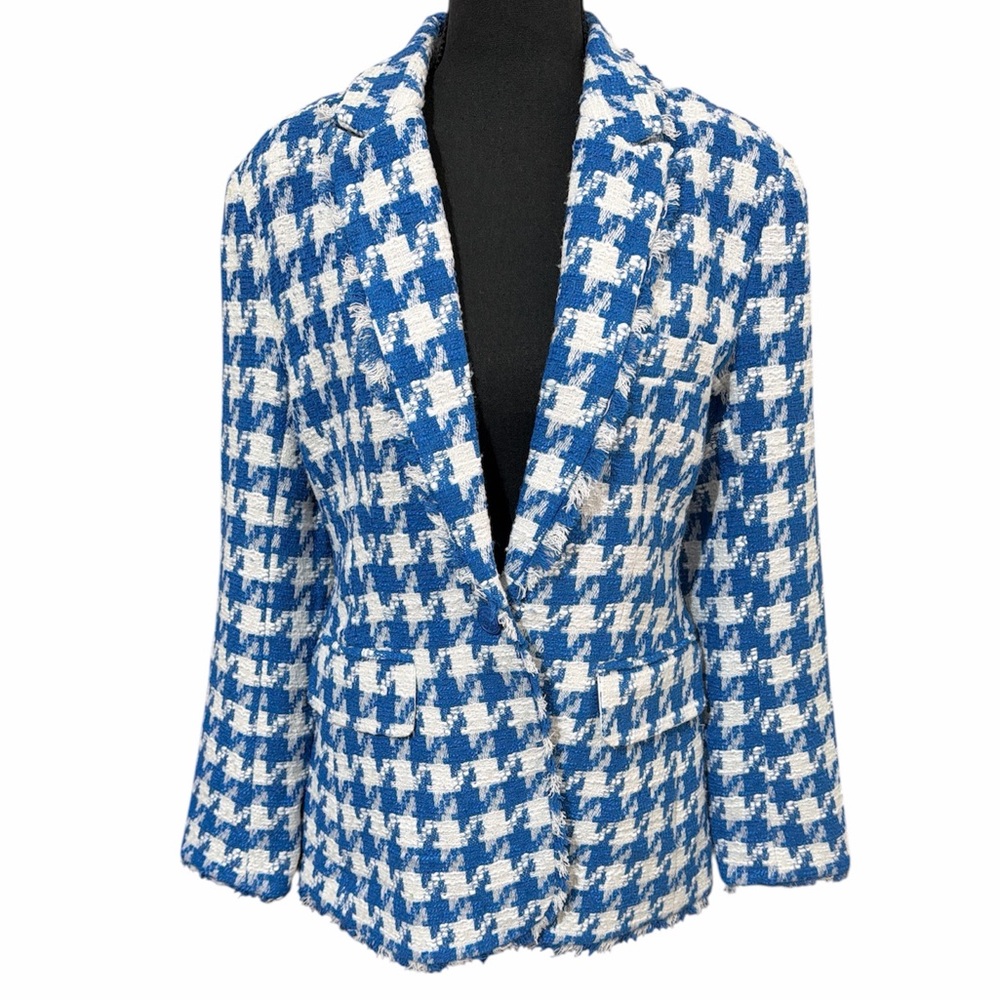 Steve Madden Harlow in Aruba Blue Houndstooth Blazer NWT